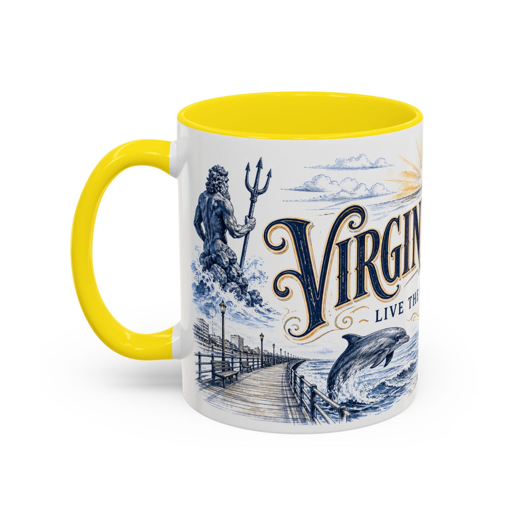 Virginia Beach Coffee Mug | United States Travel Souvenir | Vintage Illustrated City Gift | 11 oz 15 oz Accent Mug