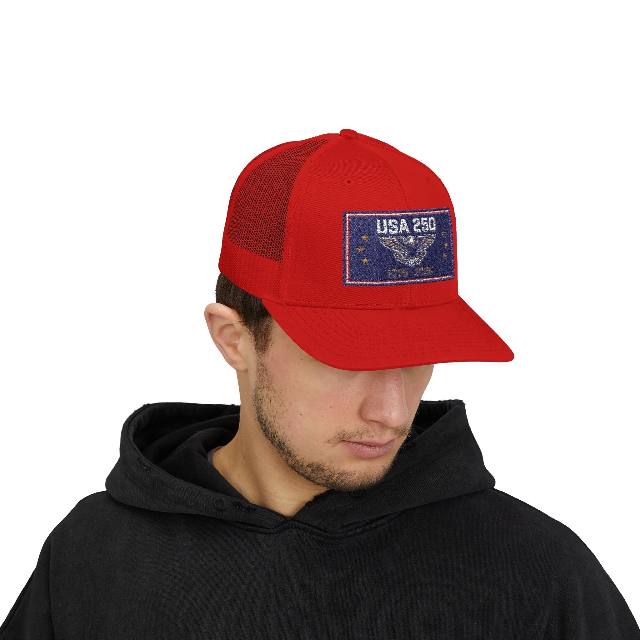 USA 250 Snapback Trucker Cap | American Semiquincentennial Hat | Patriotic Eagle Baseball Cap | 1776-2026 Anniversary Gift