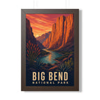 Big Bend National Park Framed Poster | Vintage Travel Wall Art | Black Walnut White Frame | 16x24 20x30