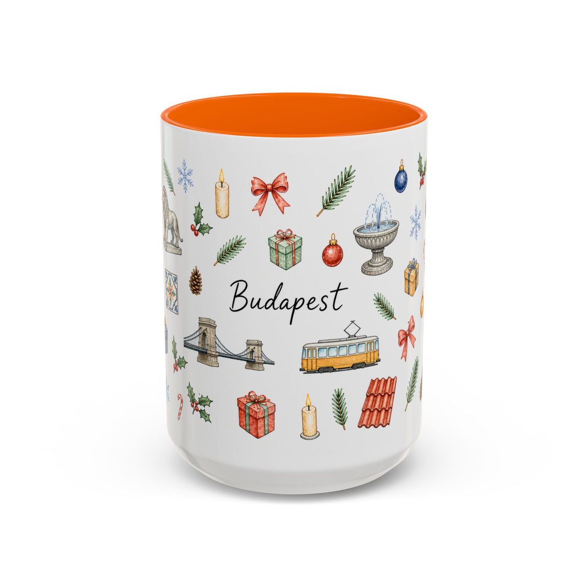 Budapest Christmas Mug | Watercolor City Souvenir | Ceramic Coffee Cup (11oz 15oz)