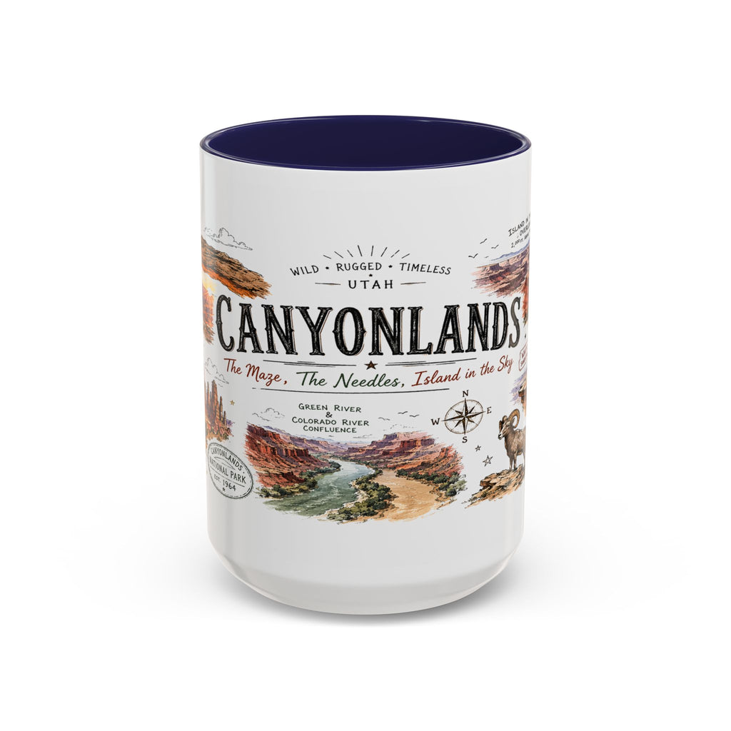 Canyonlands National Park Coffee Mug | Utah Red Rock Desert River Gift | Accent Color Ceramic 11oz 15oz