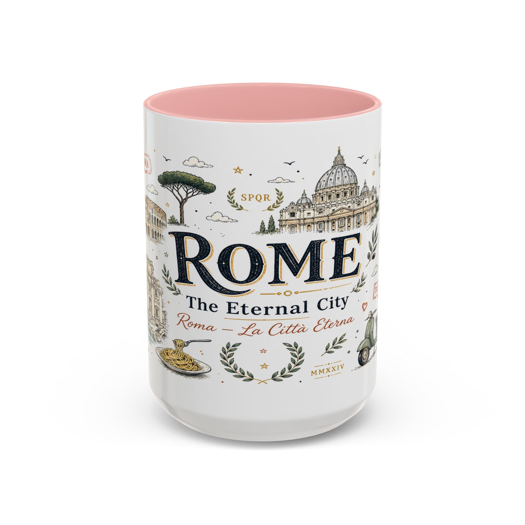 Rome Coffee Mug | Italy Souvenir Travel Gift | Accent Color Ceramic 11oz 15oz