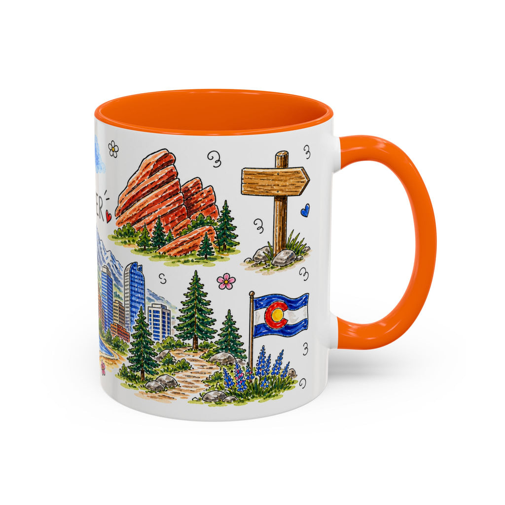 Denver Illustrated Travel Mug | City Souvenir Accent Coffee Mug | 11oz 15oz Ceramic Cup