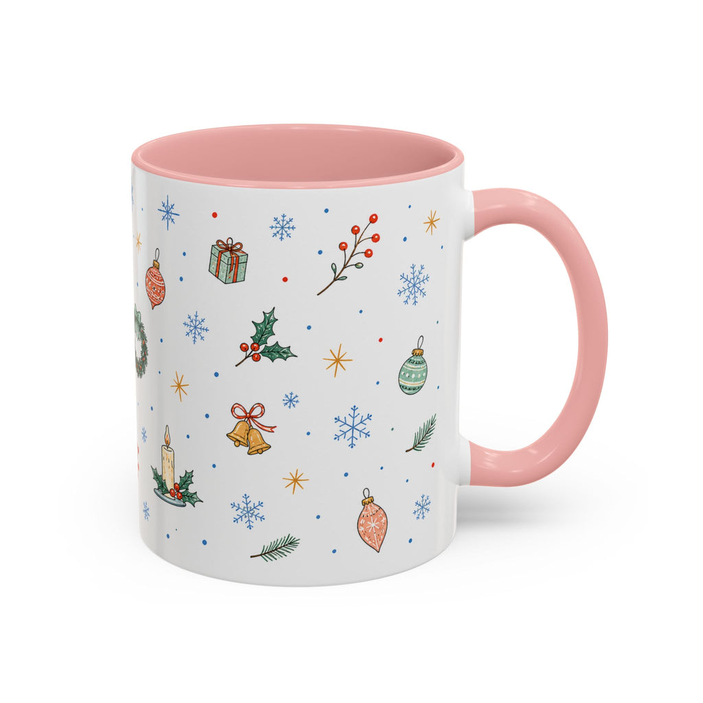 Christmas Ornament Mug | Snowflake Watercolor Holiday Gift | Accent Cup 11oz 15oz