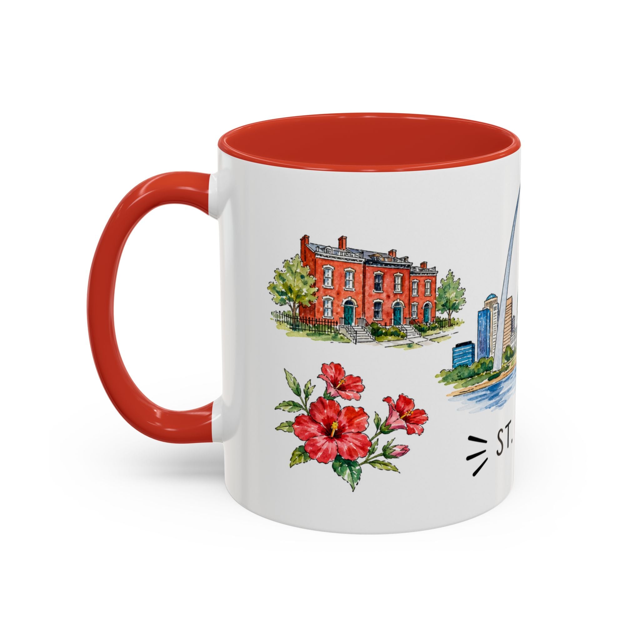 St. Louis Illustrated Travel Mug | City Souvenir Accent Coffee Mug | 11oz 15oz Ceramic Cup