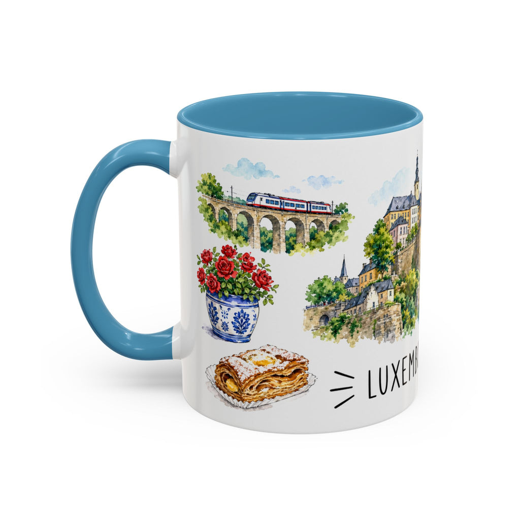 Luxembourg City Illustrated Travel Mug | City Souvenir Accent Coffee Mug | 11oz 15oz Ceramic Cup