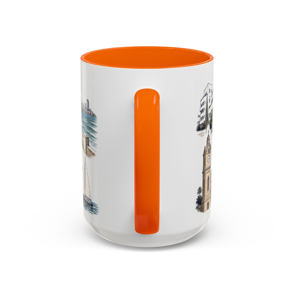 Tel Aviv Coffee Mug | Israel Travel Souvenir | Vintage Illustrated City Gift | 11 oz 15 oz Accent Mug
