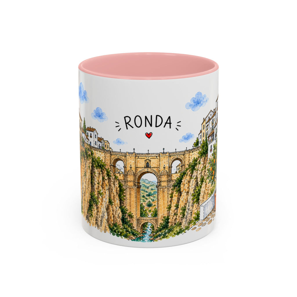 Ronda Illustrated Travel Mug | Spain Souvenir Accent Coffee Mug | 11oz 15oz Ceramic Cup