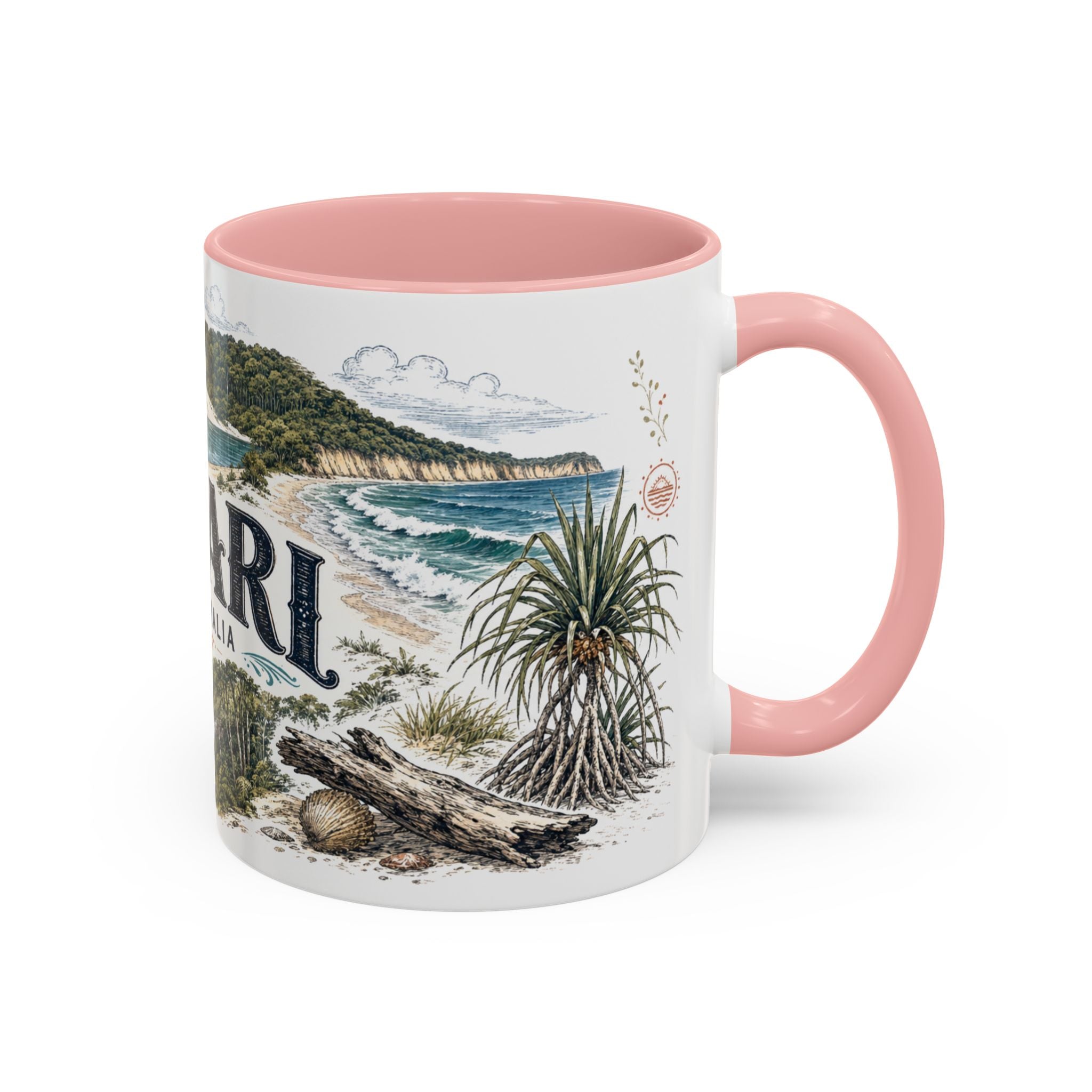 K'gari Mug, Australia Travel Souvenir, Bucket List Gift, Accent Ceramic Coffee Mug 11oz 15oz