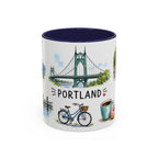 Portland Illustrated Travel Mug | City Souvenir Accent Coffee Mug | 11oz 15oz Ceramic Cup