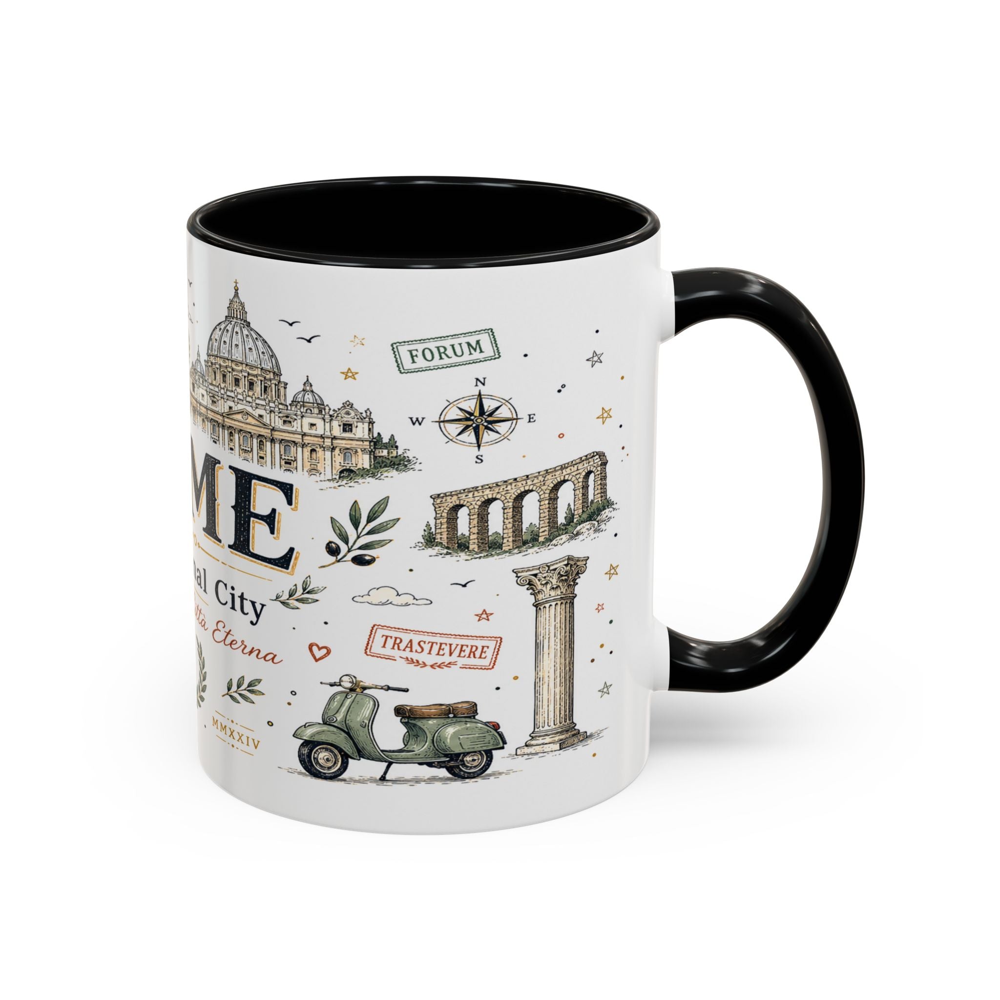 Rome Coffee Mug | Italy Souvenir Travel Gift | Accent Color Ceramic 11oz 15oz