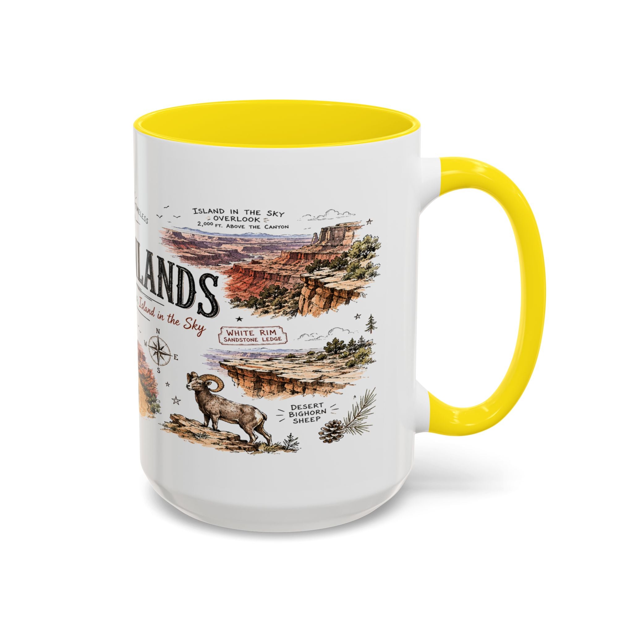 Canyonlands National Park Coffee Mug | Utah Red Rock Desert River Gift | Accent Color Ceramic 11oz 15oz