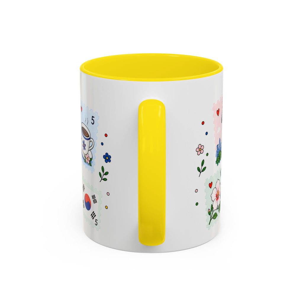 Seoul Coffee Mug | Postage Stamp Collage Mug | Travel Souvenir Accent Cup 11oz 15oz