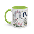 Taj Mahal Coffee Mug | Travel Destination Souvenir Gift | Accent Color Ceramic 11oz 15oz