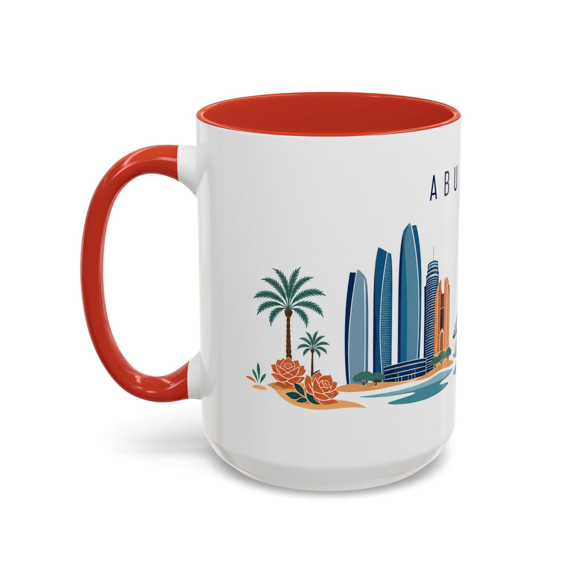 Abu Dhabi Coffee Mug | United Arab Emirates Travel Souvenir | Porcelain Decal City Gift | 11oz 15oz Accent Mug