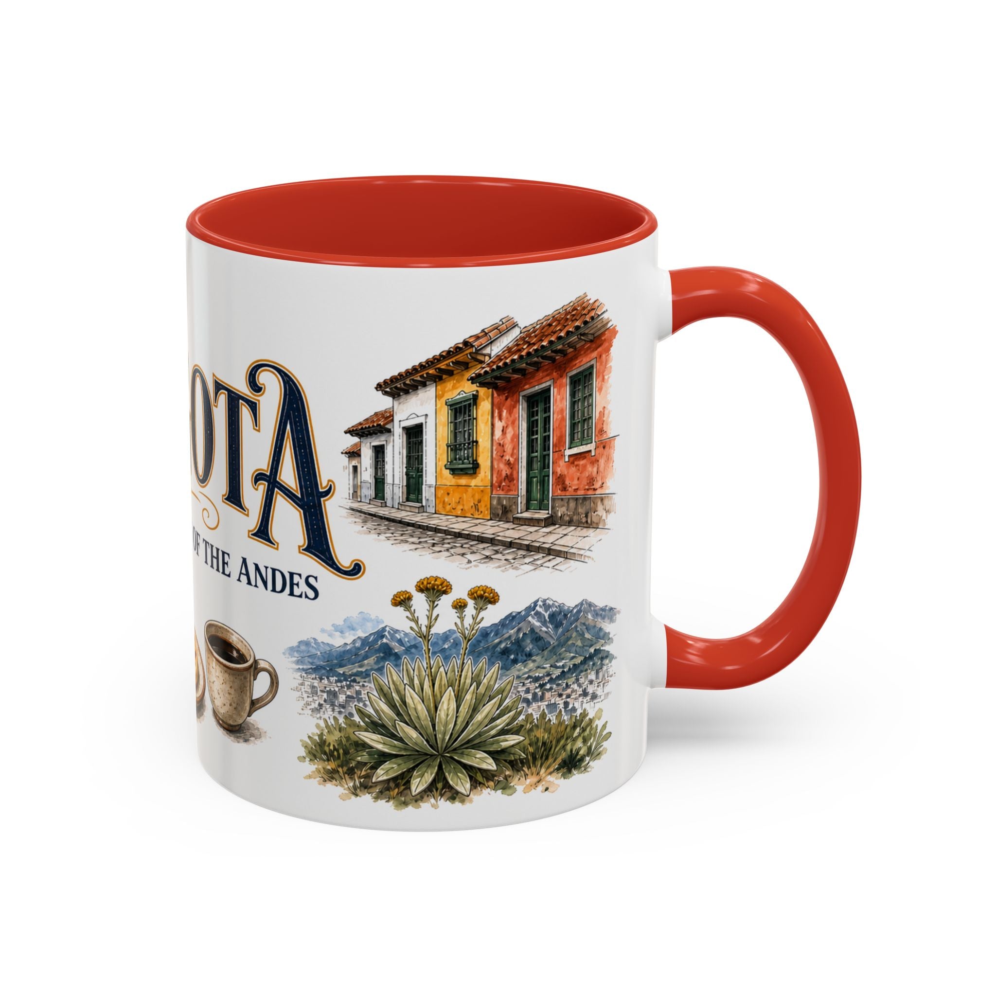 Bogota Coffee Mug | Colombia Travel Souvenir | Vintage Illustrated City Gift | 11 oz 15 oz Accent Mug