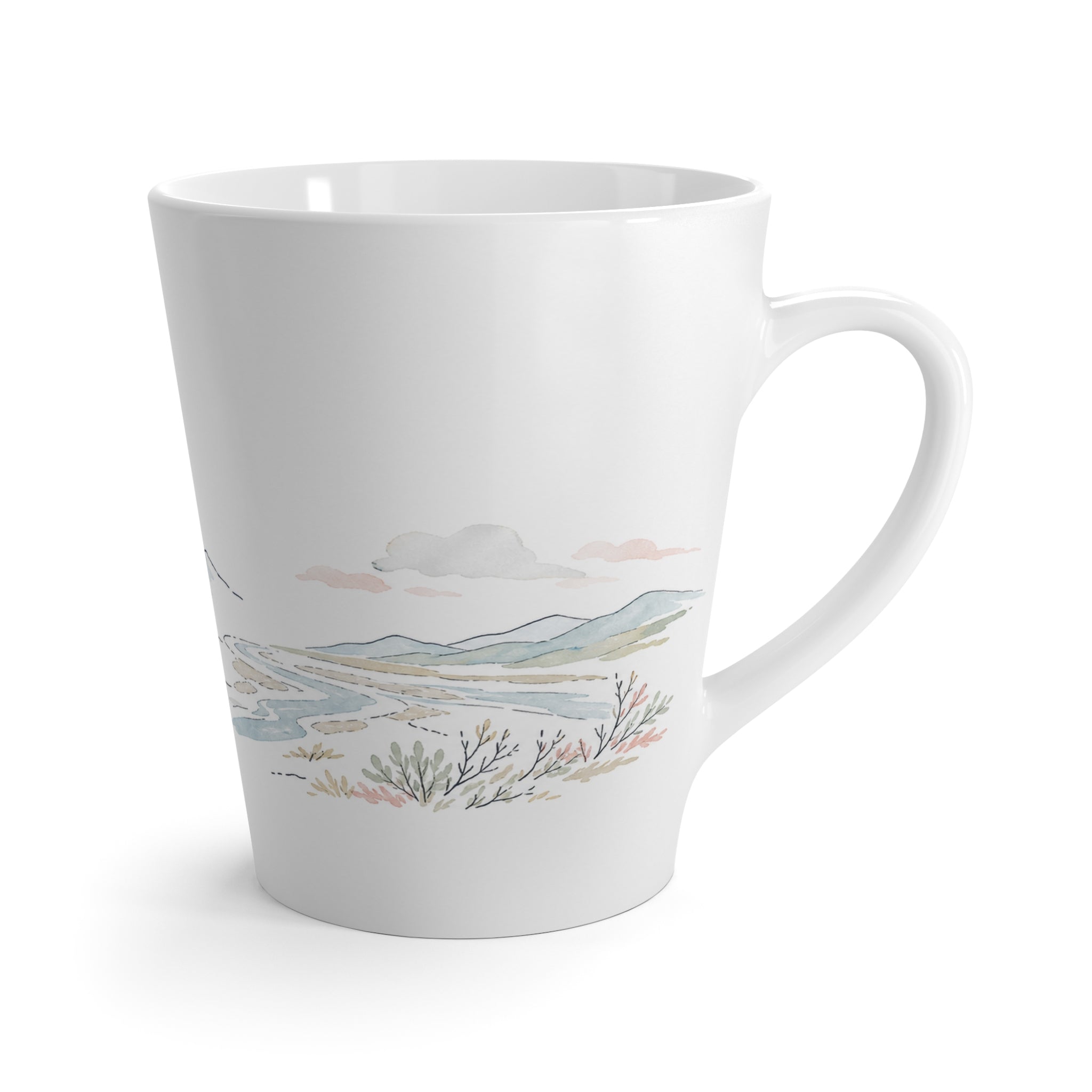 Denali National Park Latte Mug | Pastel Watercolor Nature Coffee Cup | 12 oz Travel Souvenir Gift