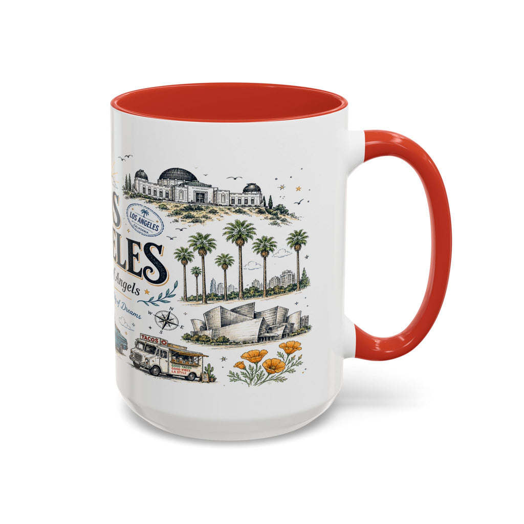 Los Angeles Coffee Mug | California Souvenir City Gift | Accent Color Ceramic 11oz 15oz