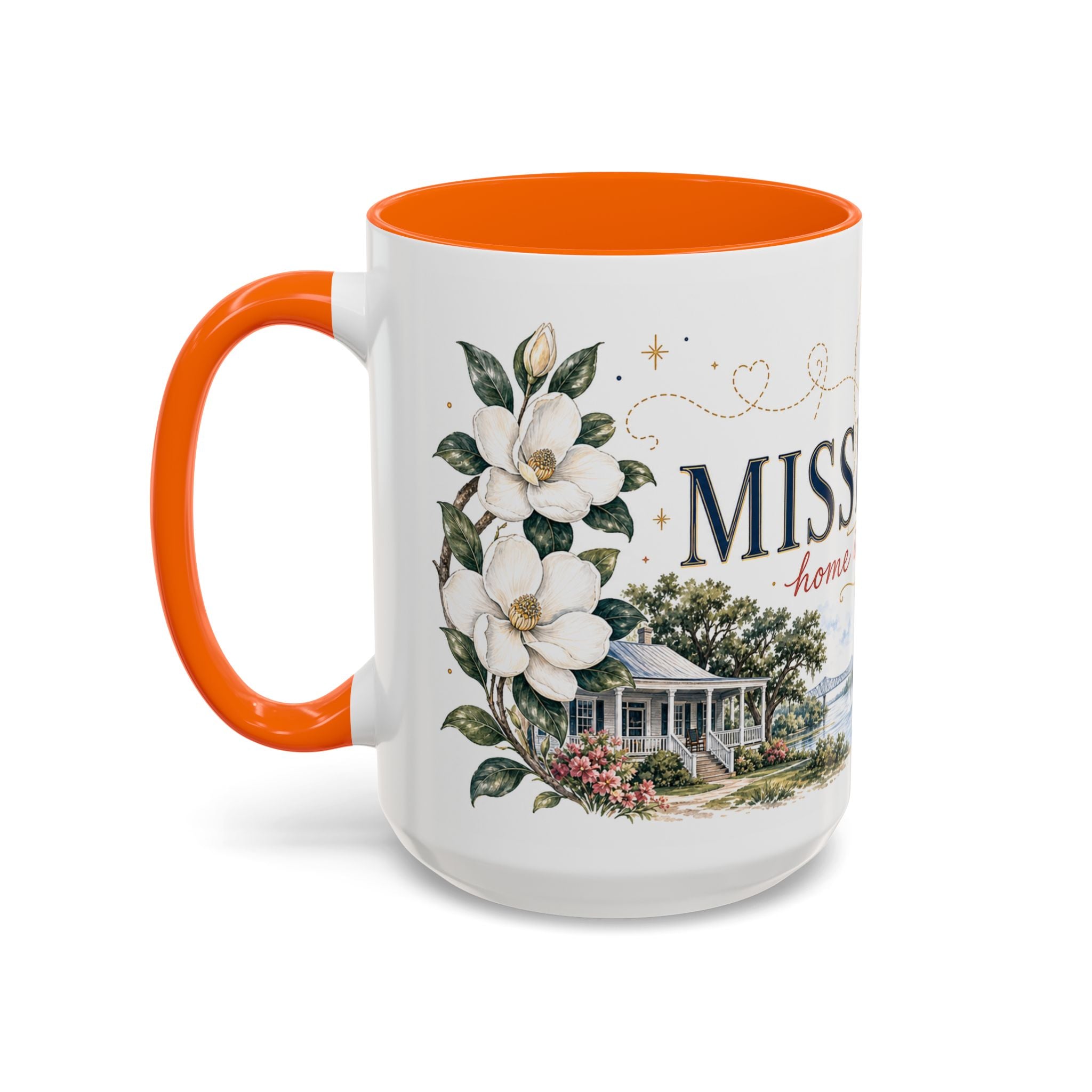 Mississippi State Map Mug | Moving Away, Homesick Gift | Botanical Accent Coffee Cup