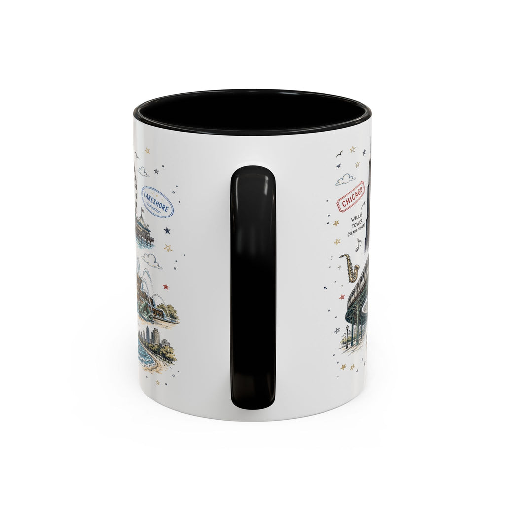 Chicago Coffee Mug | Illinois Souvenir City Gift | Accent Color Ceramic 11oz 15oz