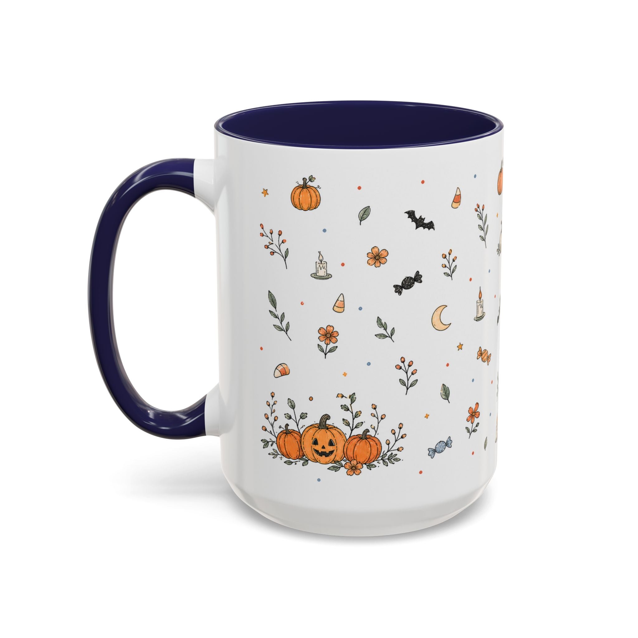 Halloween Party Mug | Ghost Black Cat Candy Watercolor Gift | Accent Cup 11oz 15oz