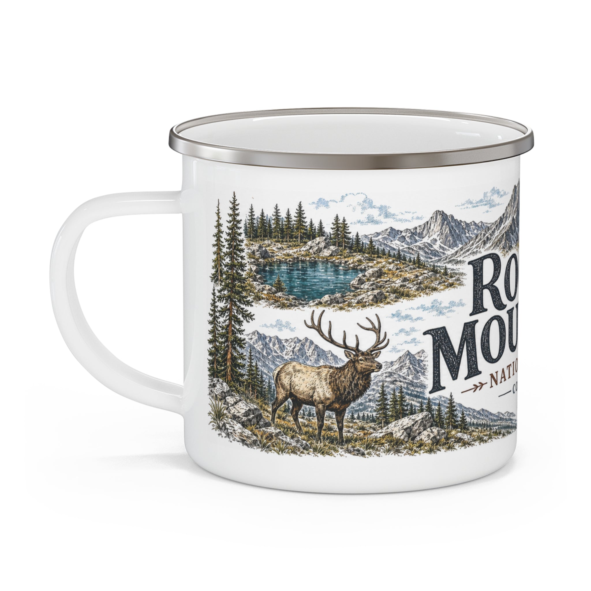 Rocky Mountain National Park Vintage Enamel Camping Mug | 12oz National Park Hiking Gift