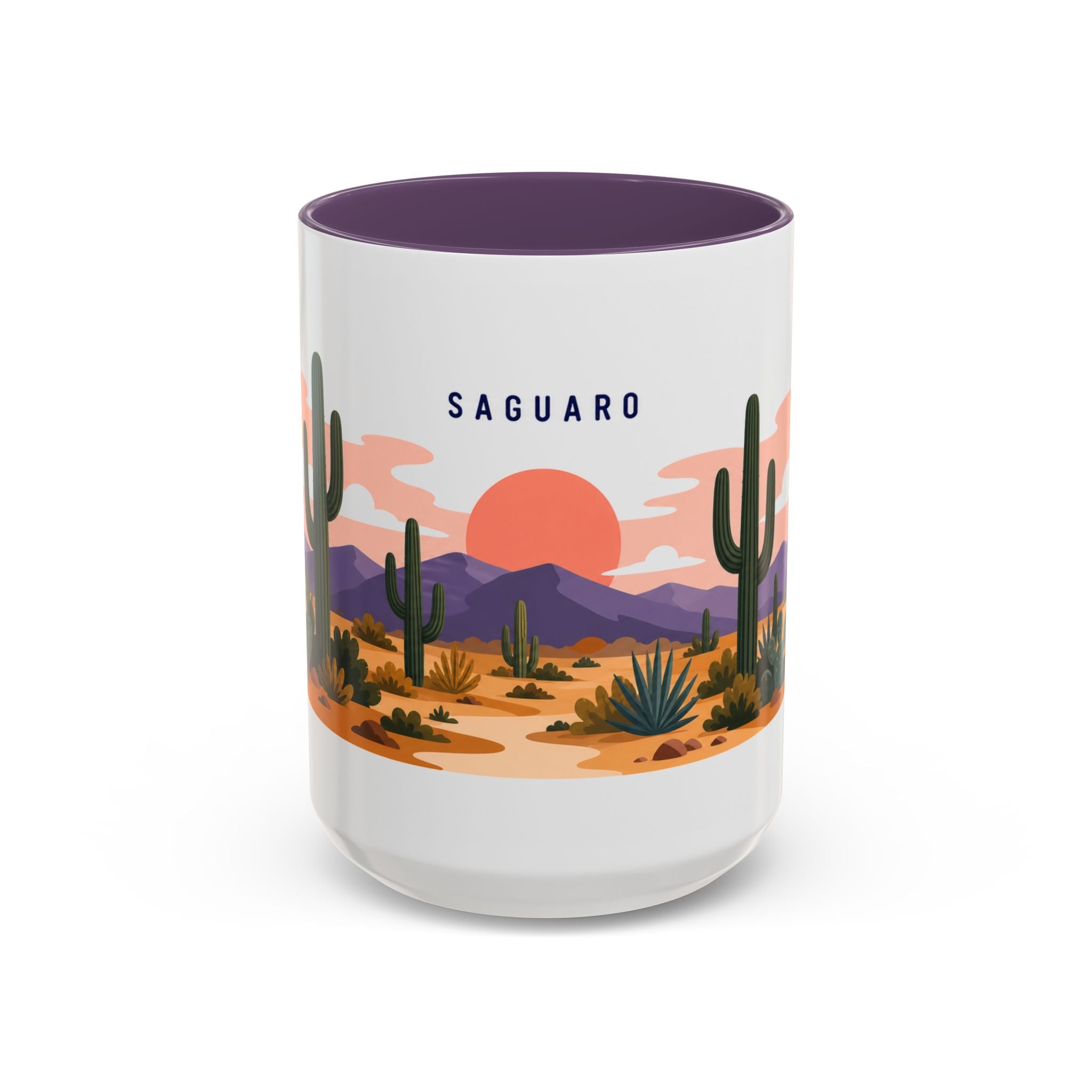 Saguaro National Park Coffee Mug | Solid Color Block Park Souvenir | 11oz 15oz Accent Mug