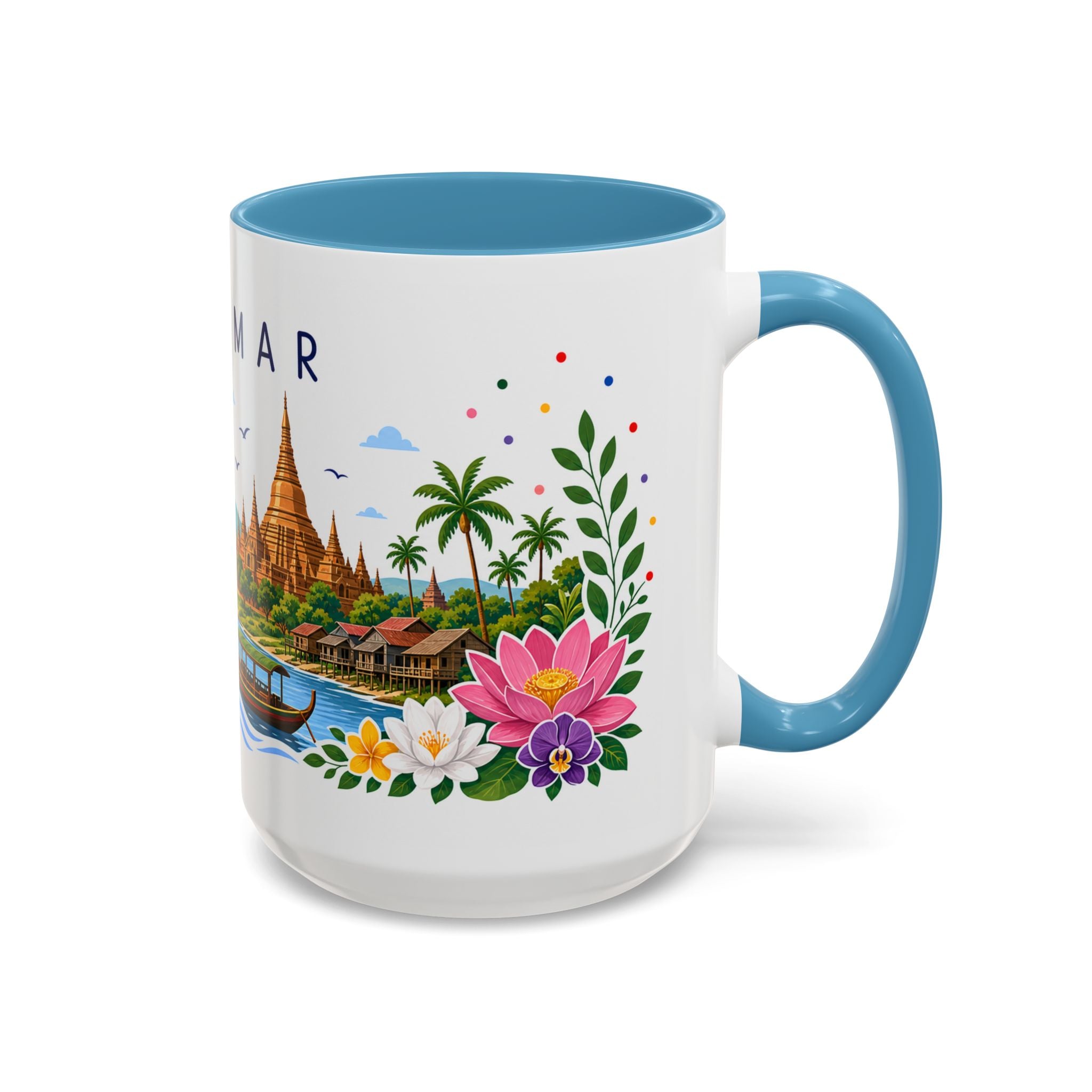 Myanmar Coffee Mug | Travel Souvenir Accent Mug | Place Gift Ceramic Cup 11oz 15oz
