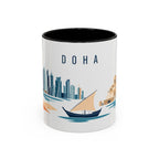 Doha Coffee Mug | Qatar Travel Souvenir | Porcelain Decal City Gift | 11oz 15oz Accent Mug