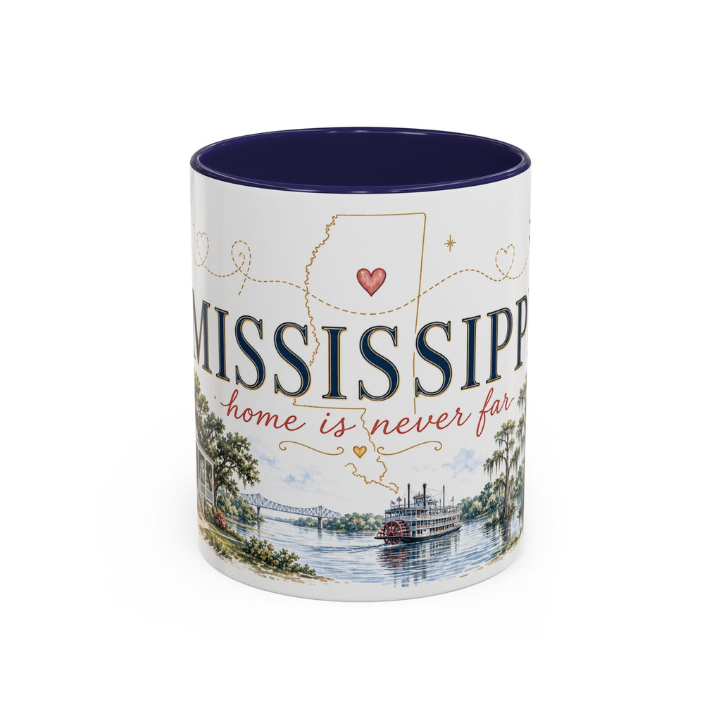 Mississippi State Map Mug | Moving Away, Homesick Gift | Botanical Accent Coffee Cup