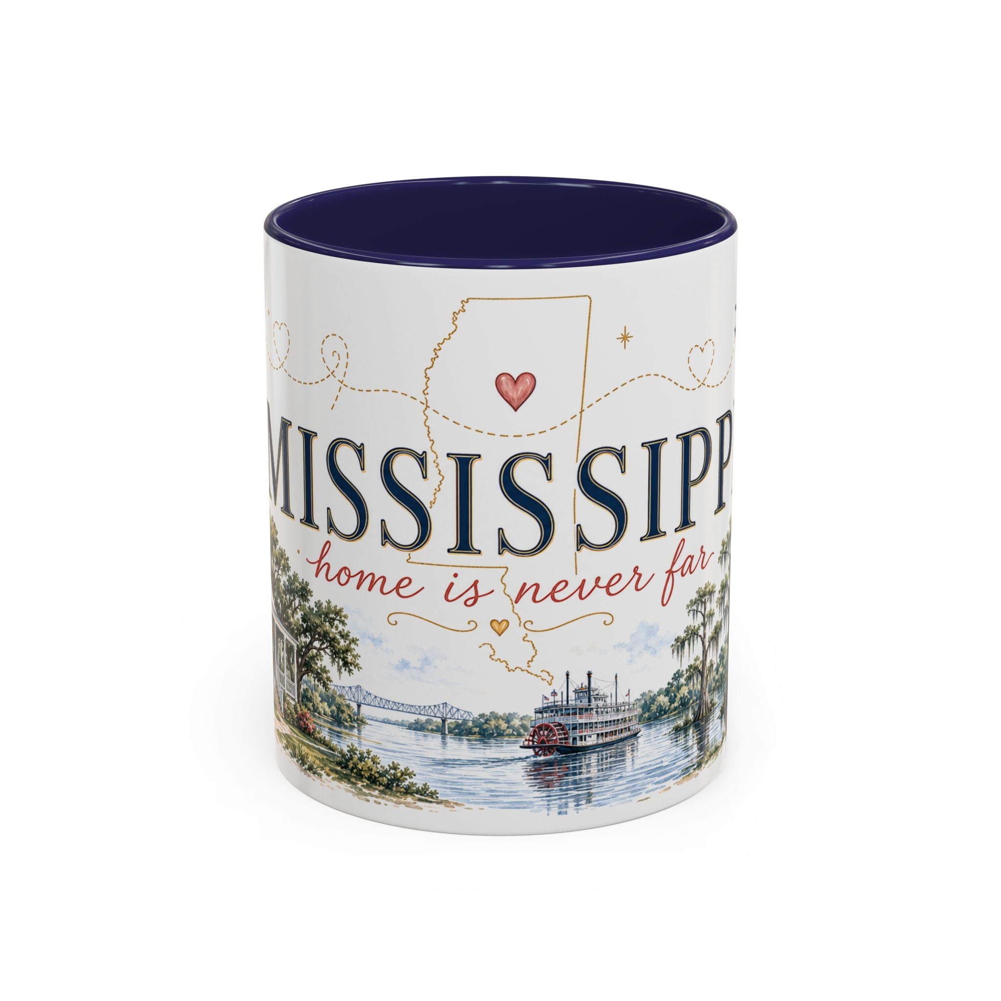 Mississippi State Map Mug | Moving Away, Homesick Gift | Botanical Accent Coffee Cup