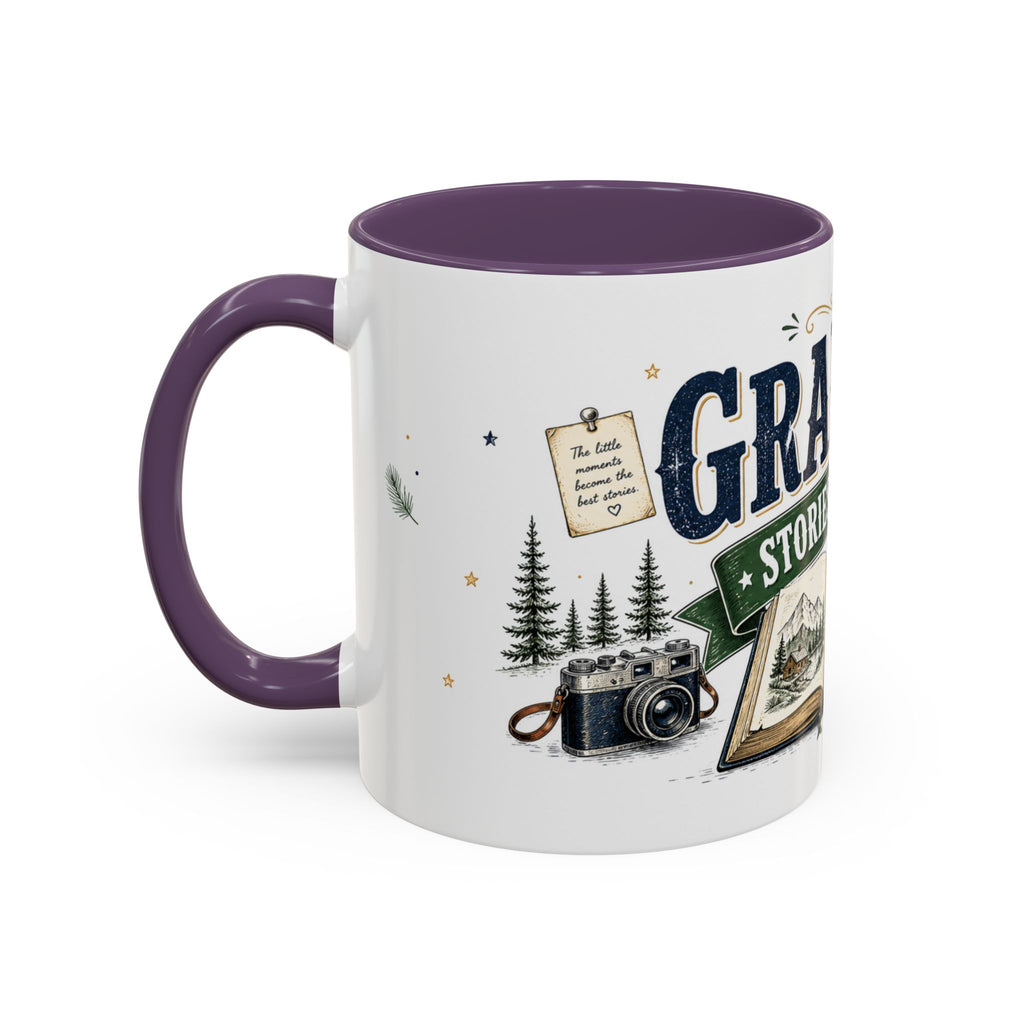 Grandpa's Stories Are The Best Coffee Mug | Gift From Grandkids | Accent Color Ceramic 11oz 15oz