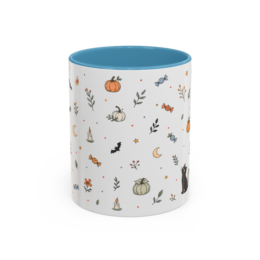 Halloween Party Mug | Ghost Black Cat Candy Watercolor Gift | Accent Cup 11oz 15oz