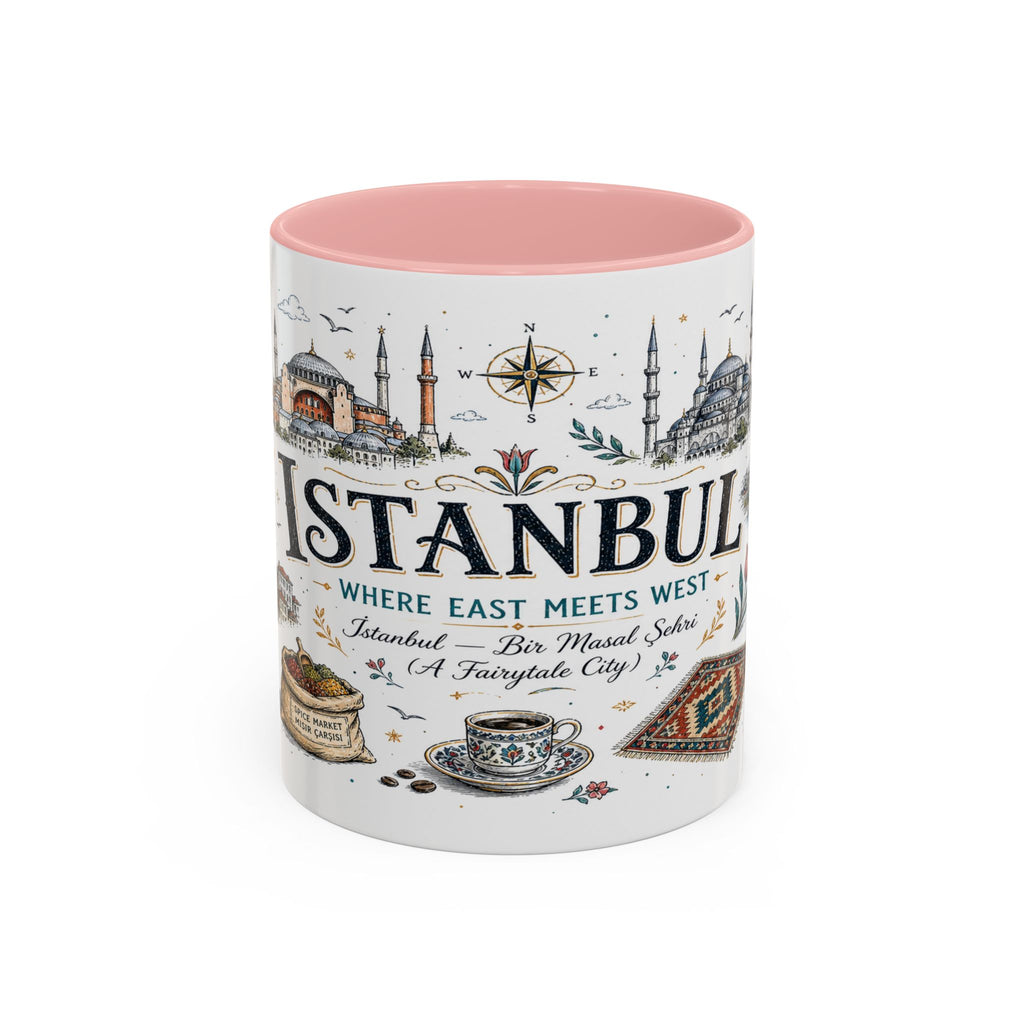 Istanbul Coffee Mug | Turkey Souvenir Travel Gift | Accent Color Ceramic 11oz 15oz