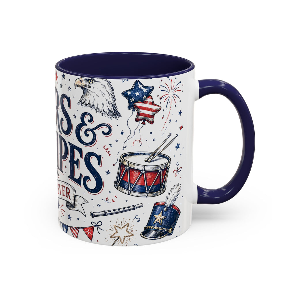 Stars and Stripes Forever Coffee Mug | Patriotic 4th of July Gift | Accent Color Ceramic 11oz 15oz