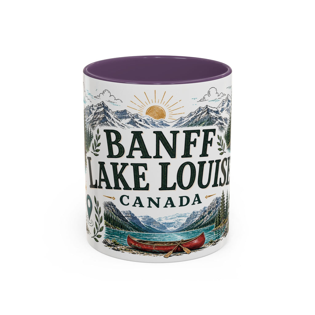 Banff Lake Louise Coffee Mug | Travel Destination Souvenir Gift | Accent Color Ceramic 11oz 15oz