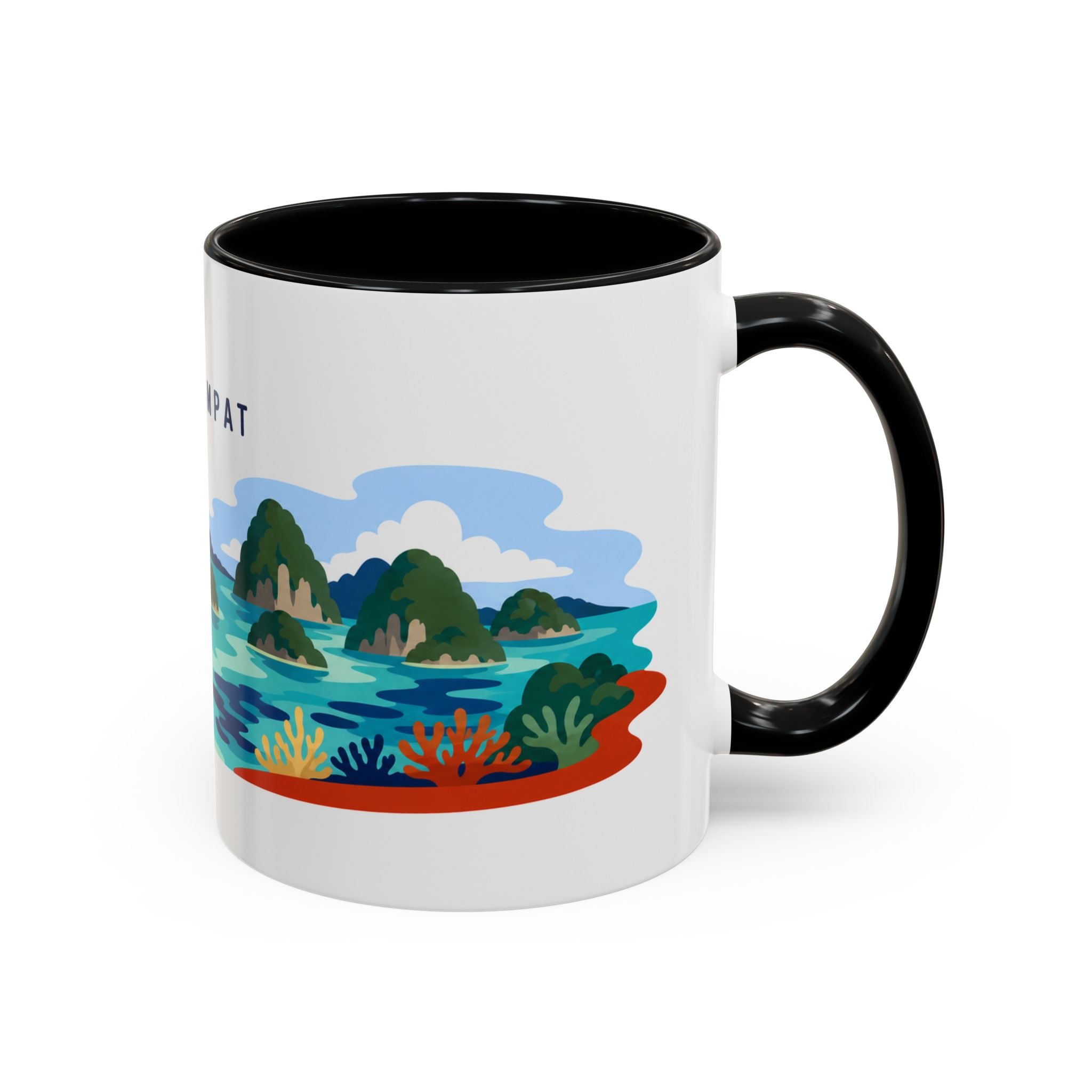 Raja Ampat Coffee Mug | Travel Destination Souvenir Gift | Accent Color Ceramic 11oz 15oz
