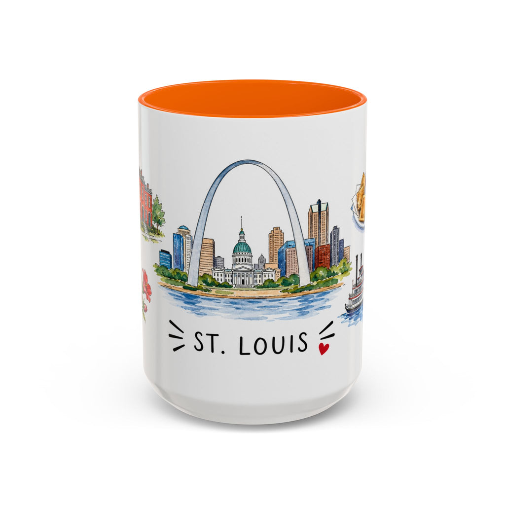 St. Louis Illustrated Travel Mug | City Souvenir Accent Coffee Mug | 11oz 15oz Ceramic Cup