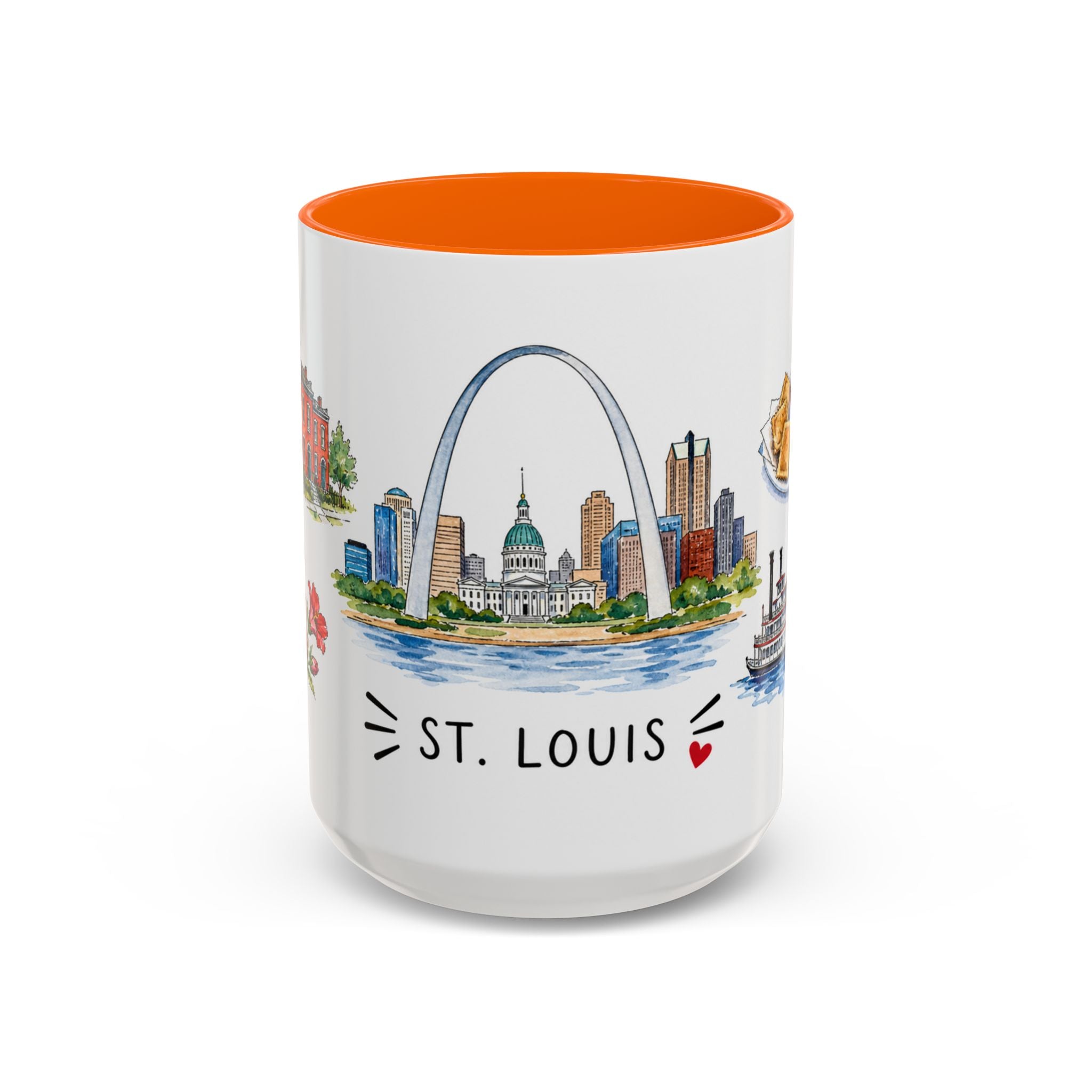 St. Louis Illustrated Travel Mug | City Souvenir Accent Coffee Mug | 11oz 15oz Ceramic Cup
