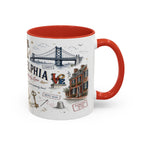 Philadelphia Coffee Mug | Pennsylvania Souvenir City Gift | Accent Color Ceramic 11oz 15oz