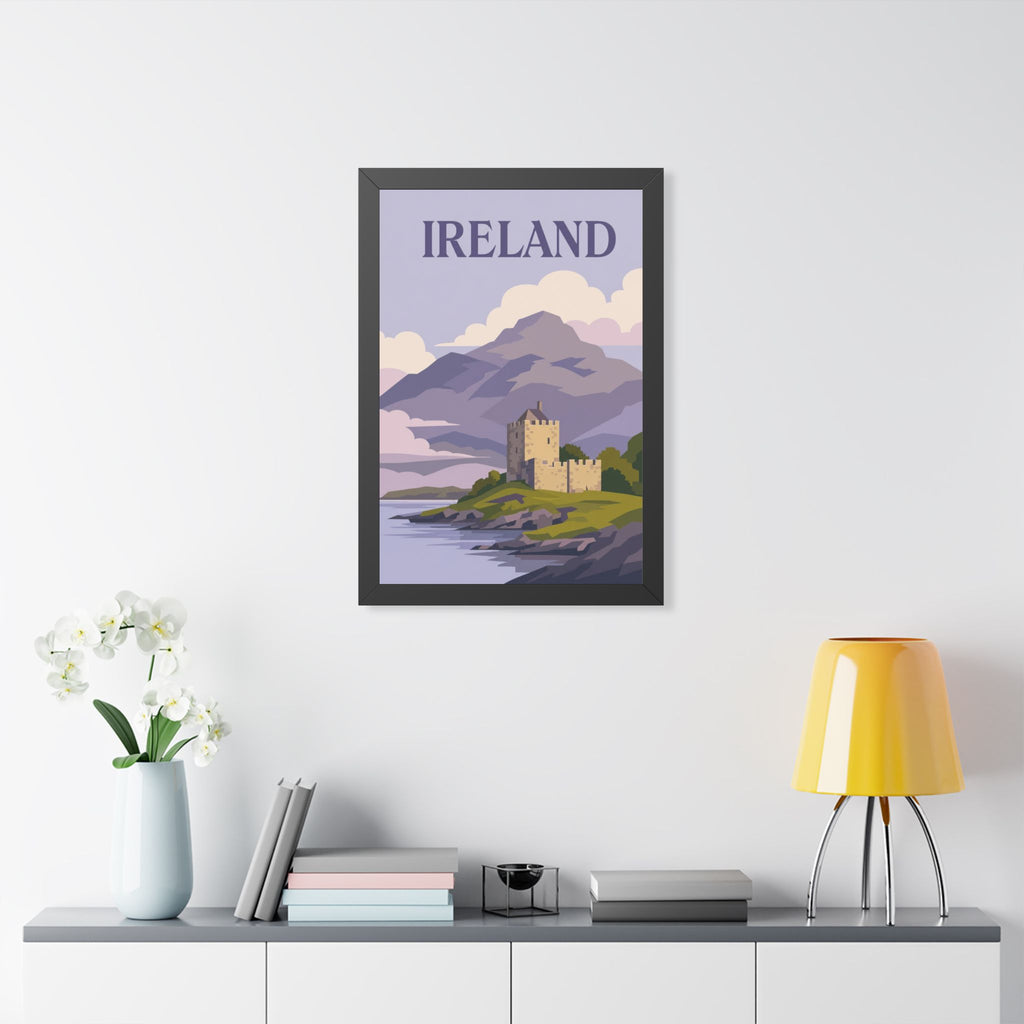 Ireland Castle Ireland Framed Poster | Vintage Travel Wall Art | Black Walnut White Frame | 16x24 20x30