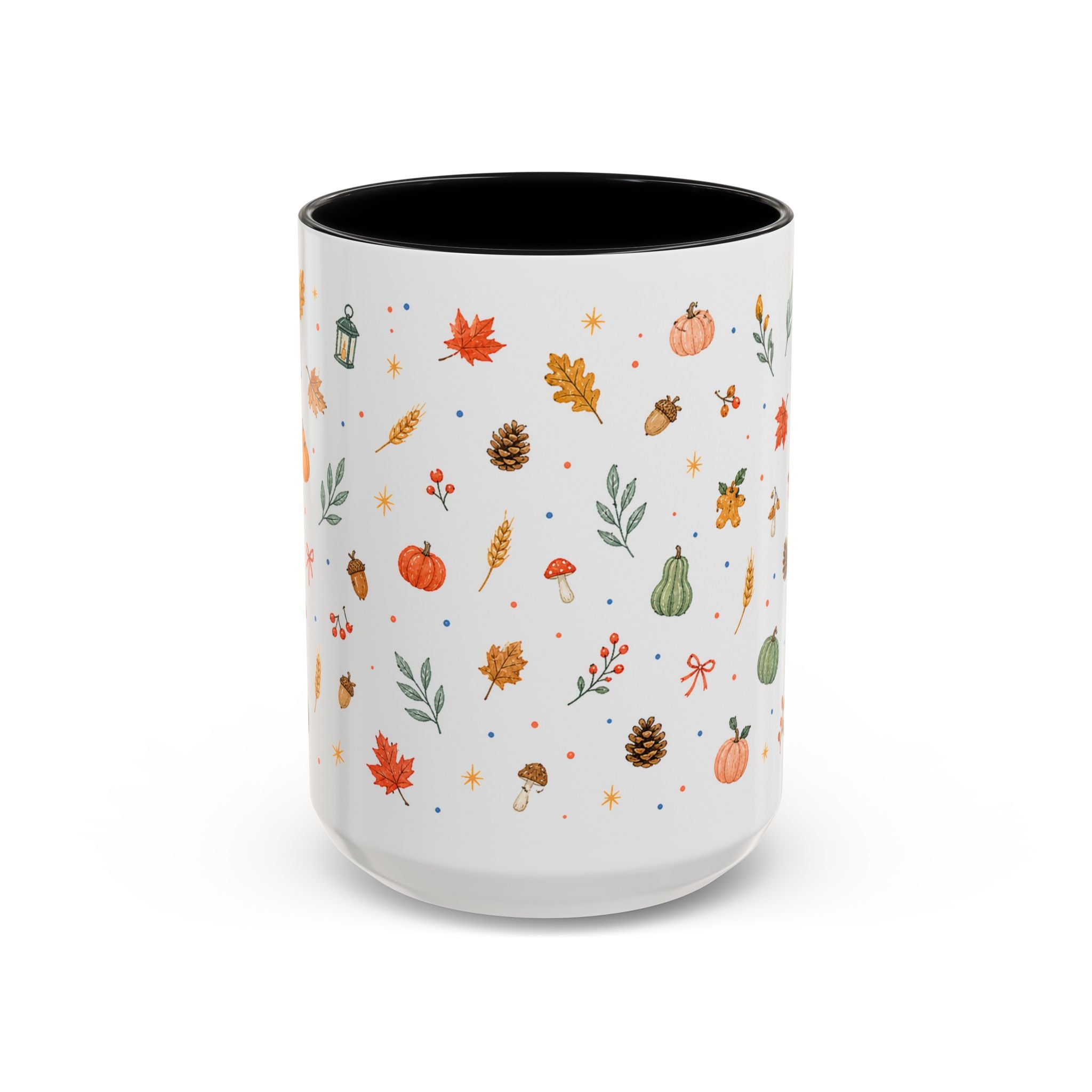 Thanksgiving Mug | Watercolor Autumn Harvest Gift | Pumpkin Leaf Accent Coffee Cup 11oz 15oz