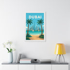 Dubai Beach United Arab Emirates Framed Poster | Vintage Travel Wall Art | Black Walnut White Frame | 16x24 20x30