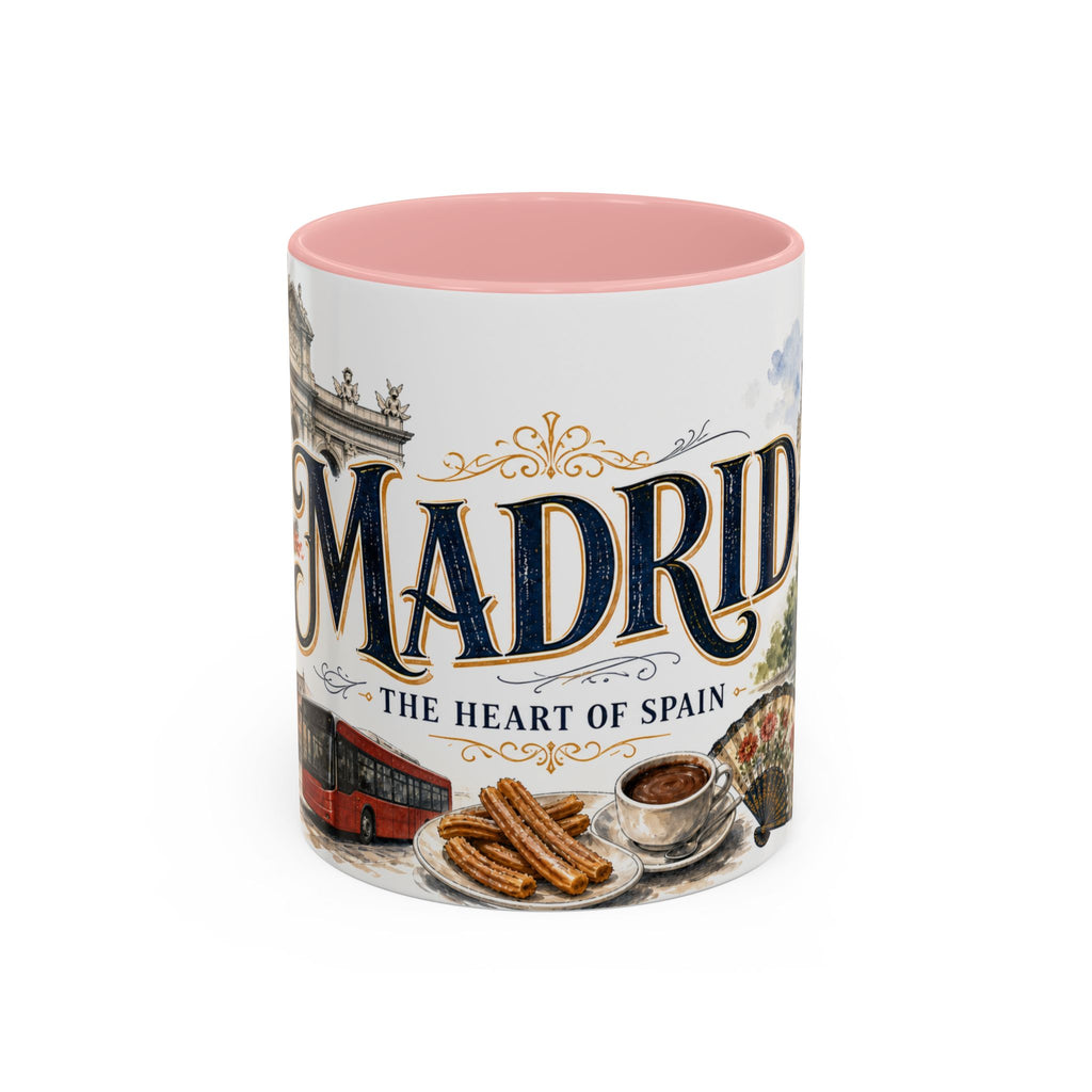 Madrid Coffee Mug | Spain Travel Souvenir | Vintage Illustrated City Gift | 11 oz 15 oz Accent Mug