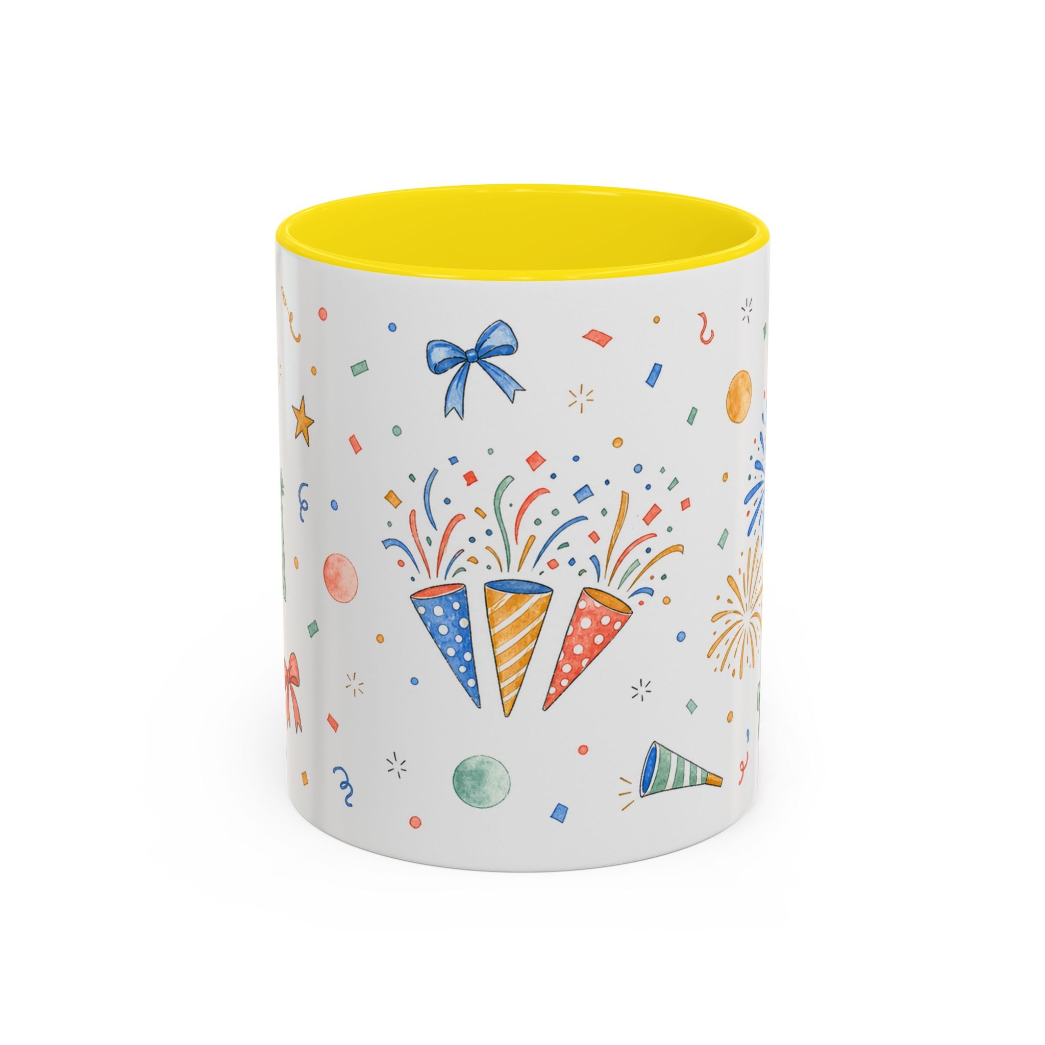 New Year Confetti Mug | Party Popper Watercolor Celebration Gift | Accent Cup 11oz 15oz