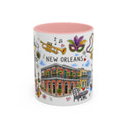 New Orleans Illustrated Travel Mug | City Souvenir Accent Coffee Mug | 11oz 15oz Ceramic Cup