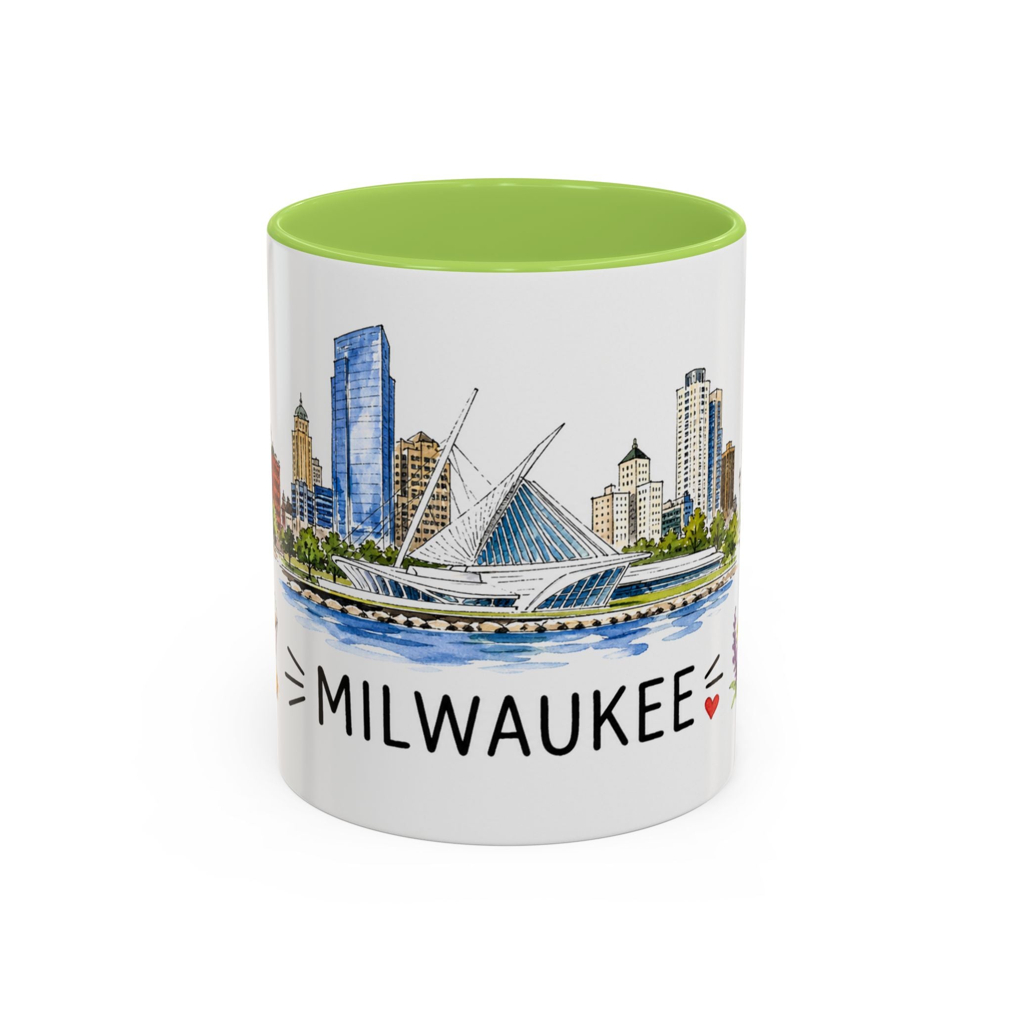 Milwaukee Illustrated Travel Mug | City Souvenir Accent Coffee Mug | 11oz 15oz Ceramic Cup