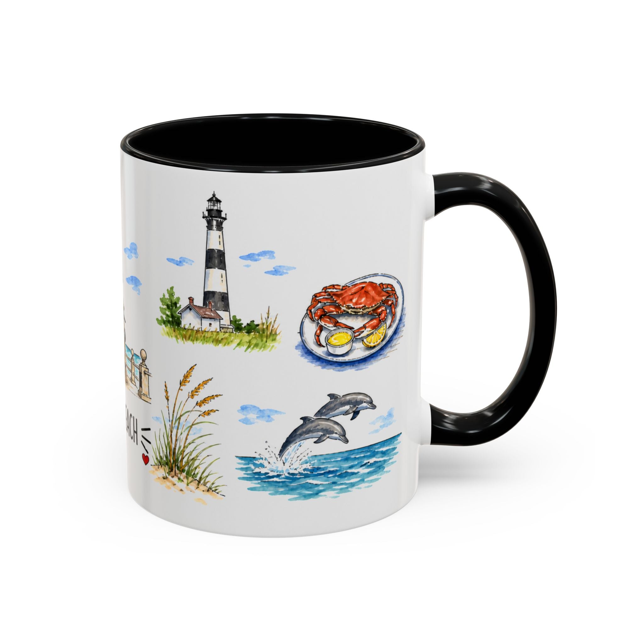 Virginia Beach Illustrated Travel Mug | City Souvenir Accent Coffee Mug | 11oz 15oz Ceramic Cup