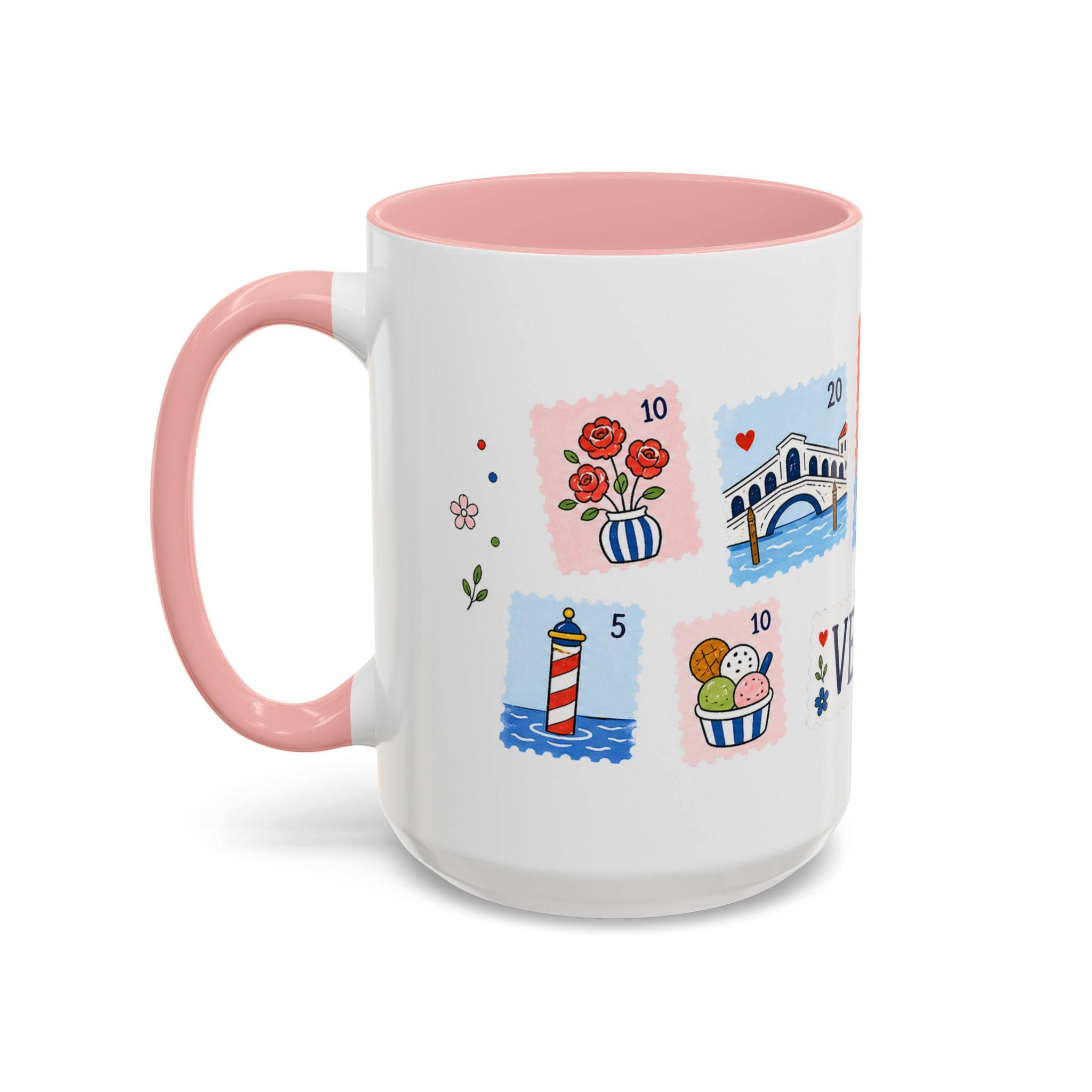 Venice Coffee Mug | Postage Stamp Collage Mug | Travel Souvenir Accent Cup 11oz 15oz