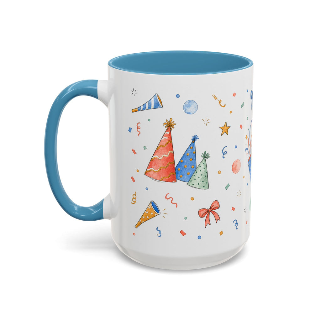 New Year Confetti Mug | Party Popper Watercolor Celebration Gift | Accent Cup 11oz 15oz
